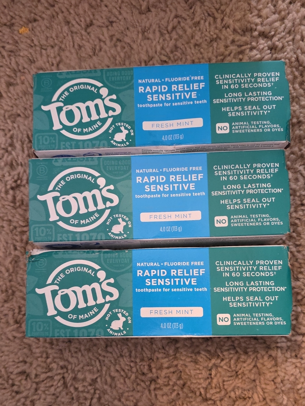 Tom's Rapid Relief Sensitive Fresh Mint Toothpaste Pack - Teal & White